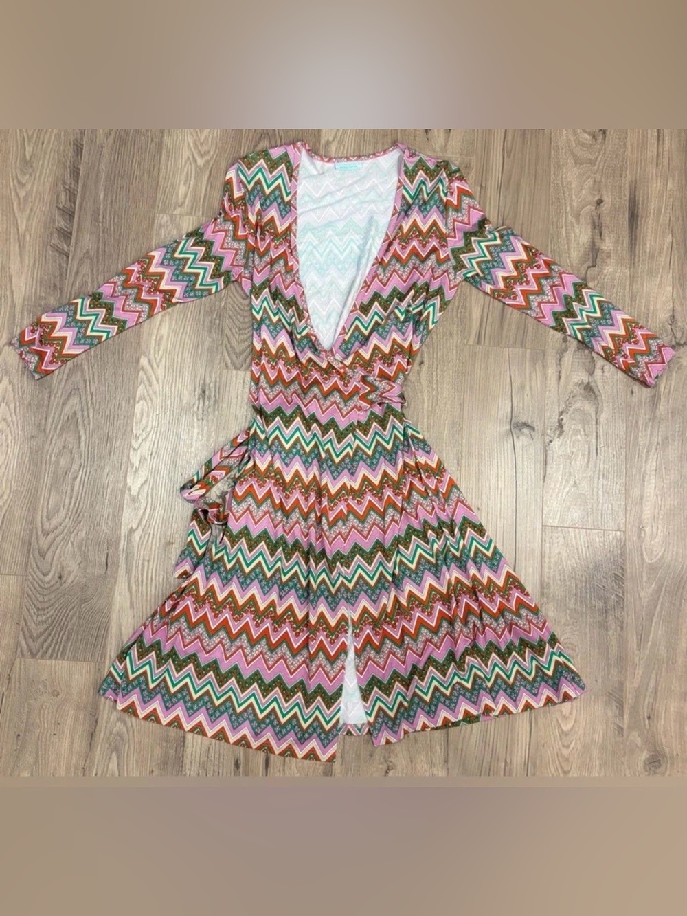 Manuel Canovas True Wrap Dress – Zig Zag & Floral Print, Long Sleeve Fit & Flare